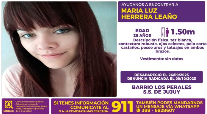 SE SOLICITA CUALQUIER INFORMACIÓN SOBRE MARÍA LUZ HERRERA LEAÑO